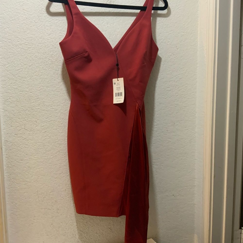 NWT Cinq a Sept Mallory Ruffle dress in Redwood, a rust/red color - Picture 8 of 14